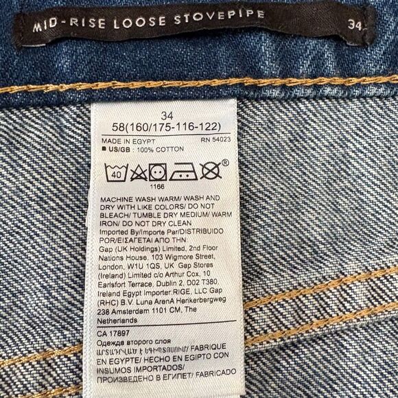 NWT Banana Republic Mid-Rise Loose Stovepipe Jeans Divisadero Wash Size 34 Waist - Picture 7 of 8